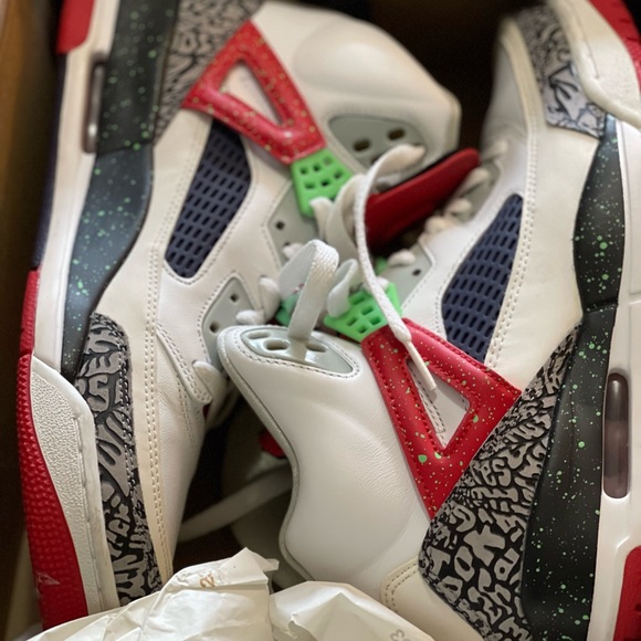 Jordan Spizike! White/Red/Purple/Lime Sneakers with Black...